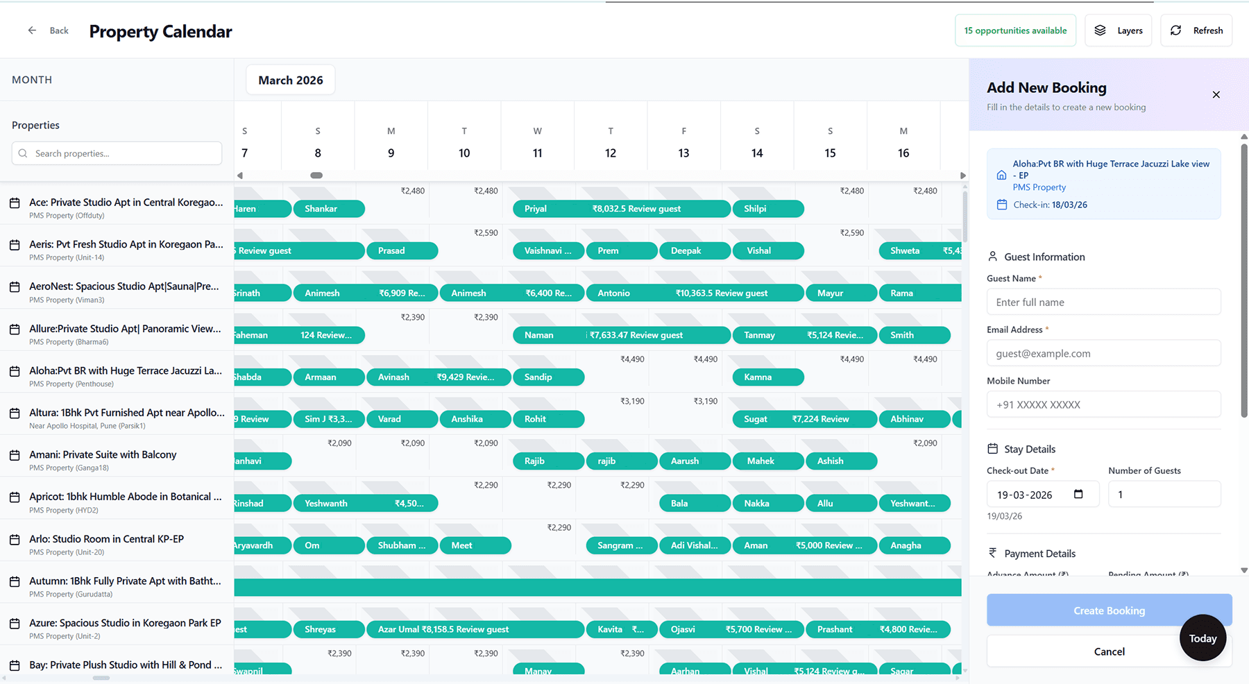 Real-time availability calendar syncing a vacation rental across Airbnb, Vrbo, and StayVista